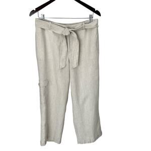 LIZ CLAIBORNE Pants Womens 10  100% Linen Wide Leg Crop Coastal Vacation Cruise